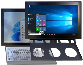 Zubehör <Tastaturauflage oder Dokumentenablage> auch mit integrierter Industrietastatur für FlatMan® Anbaugeräte.